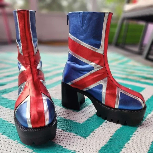 Jeffrey Campbell Union Jack Platform Boots. Wmns 10 - Picture 3 of 5
